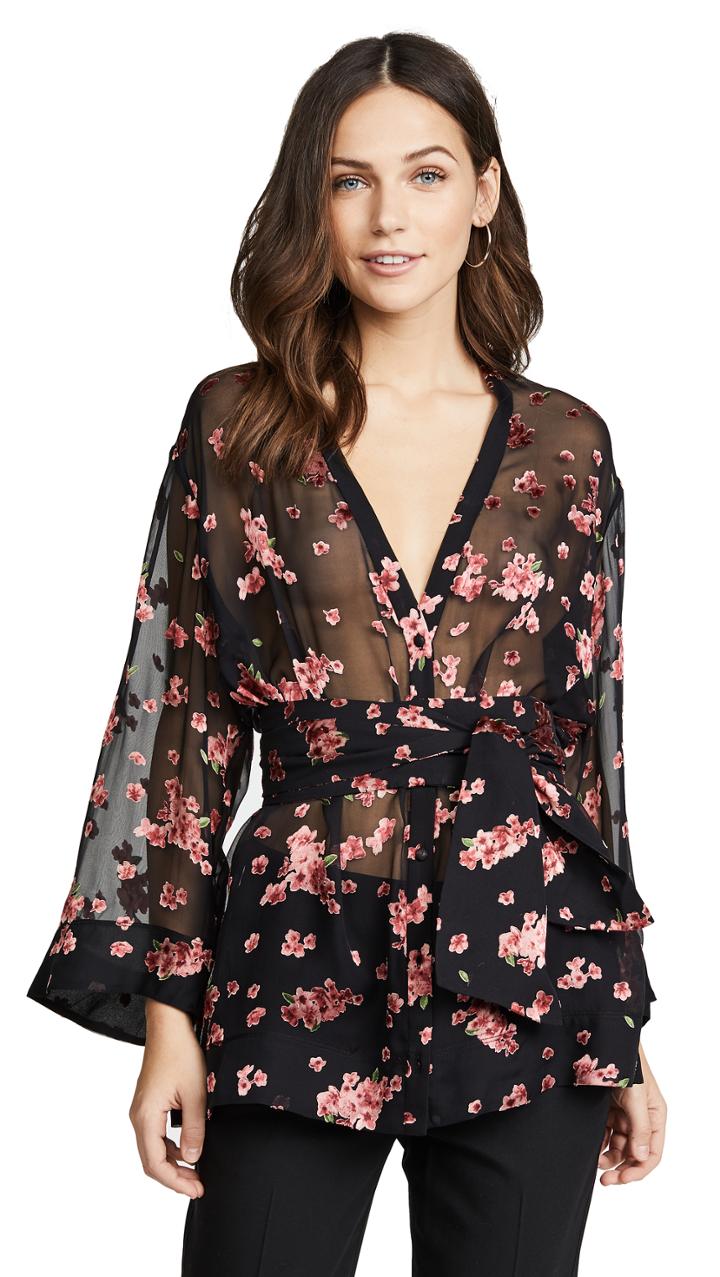 Alice Olivia Rosario Tie Waist Top