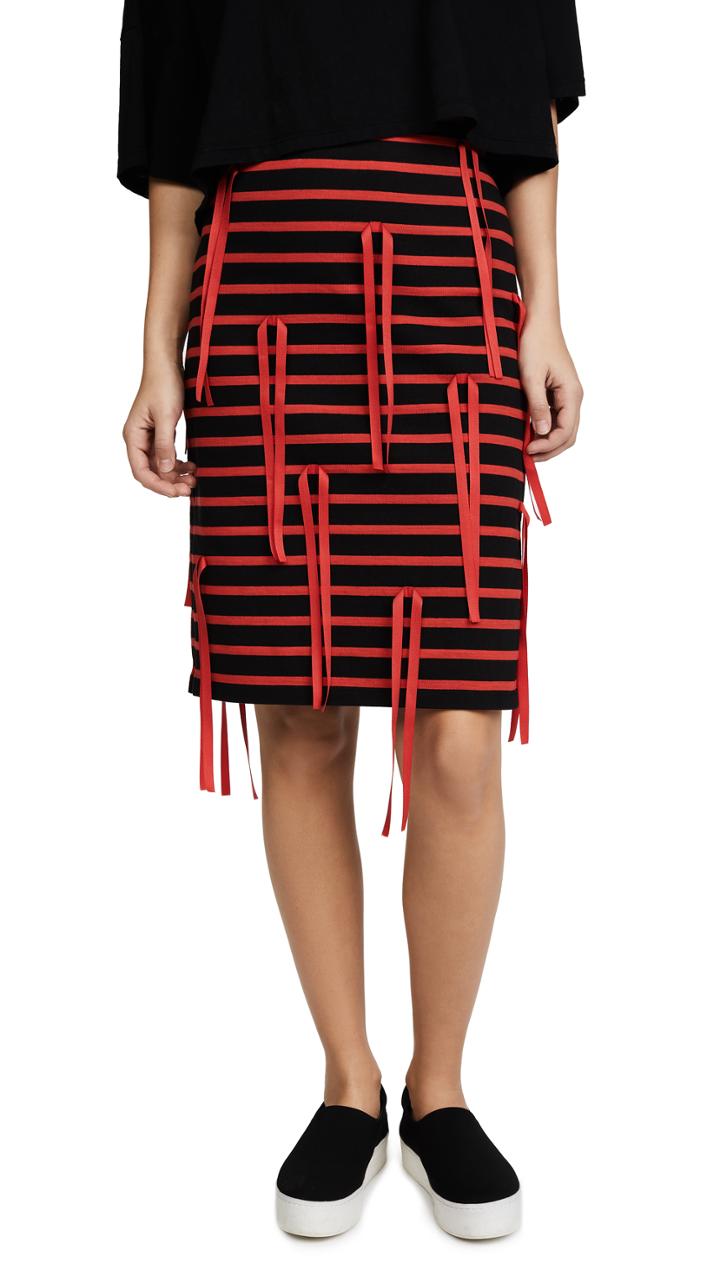 Goen J Striped Skirt With Ribbon