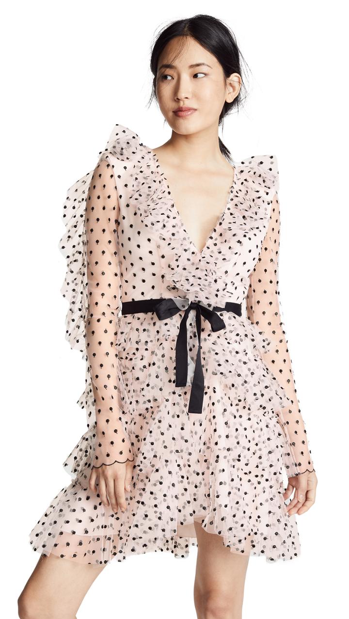 Philosophy Di Lorenzo Serafini Tiered Ruffle Mesh Dot Dress
