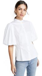 Adam Lippes Fitted Blouse With Puff Sleeve