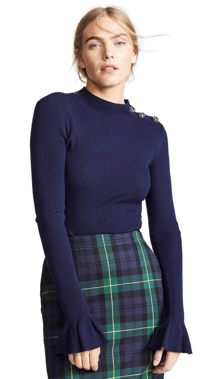 Milly Rib Rhinestone Pullover