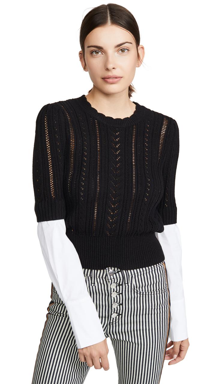 Veronica Beard Spence Mixed Media Sweater