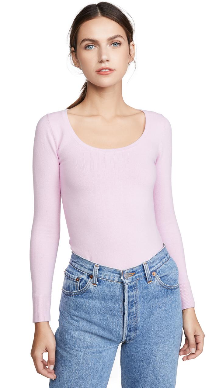 Joostricot Scoop Neck Solid Peachskin Sweater
