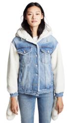 Sjyp Sherpa Hoodie Denim Jacket