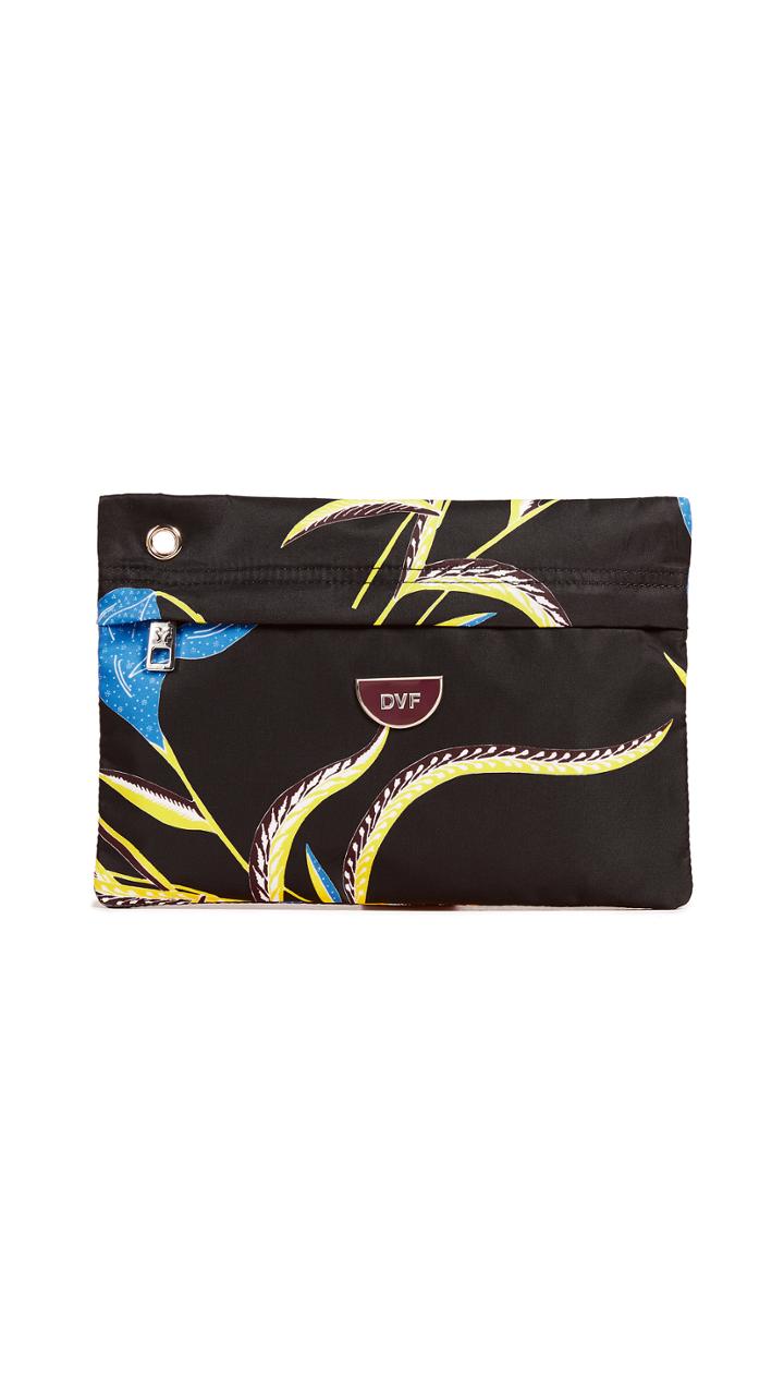 Diane Von Furstenberg Nylon Flat Zip Pouch