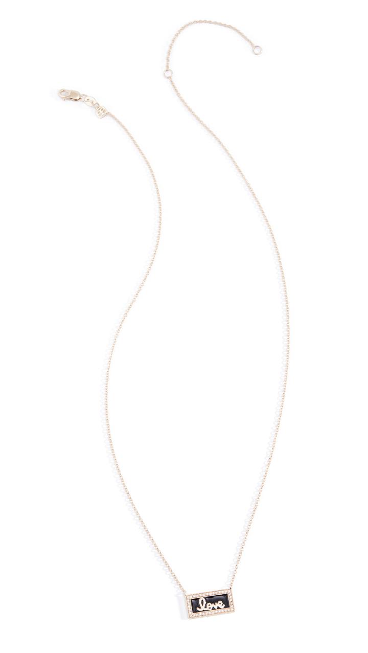 Sydney Evan 14k Love Script Bar Necklace