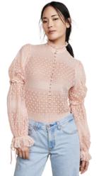 Jonathan Simkhai Mixed Knit Puff Sleeve Bodysuit
