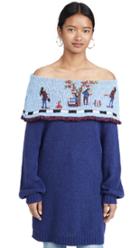 Stella Jean Off Shoulder Embroidered Knit