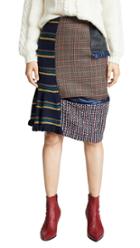Kolor Plaid Combo Midi Skirt