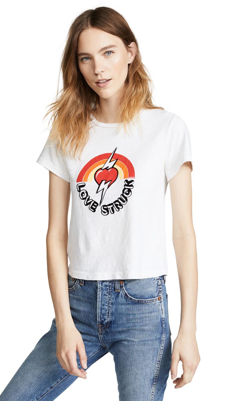 Re Done Classic Tee With Love Struck Graphic