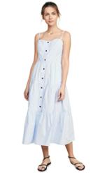 Solid Striped Button Up Tiered Dress