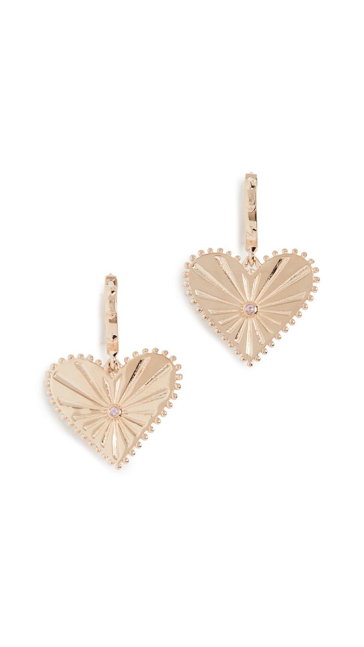 Marlo Laz 14k Mini Pour Toujours Heart Coin Earrings