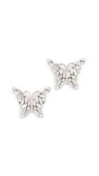 Suzanne Kalan 18k White Gold Fireworks Small Butterfly Stud Earrings