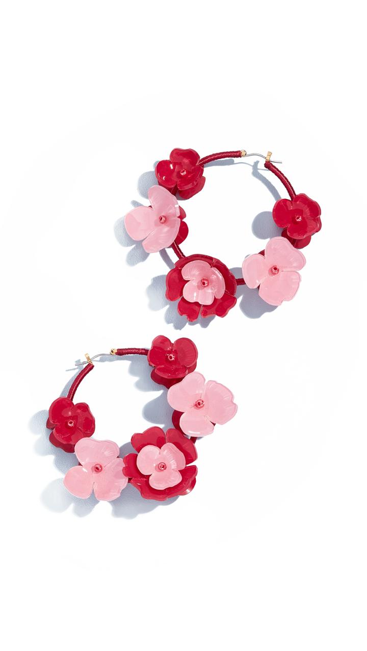 Oscar De La Renta Flower Garden Hoop Earrings