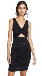 Susana Monaco V Neck Gathered Cutout Dress