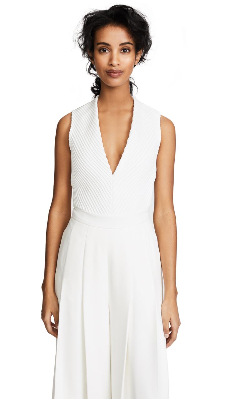 Brandon Maxwell Deep V Mitered Bodysuit
