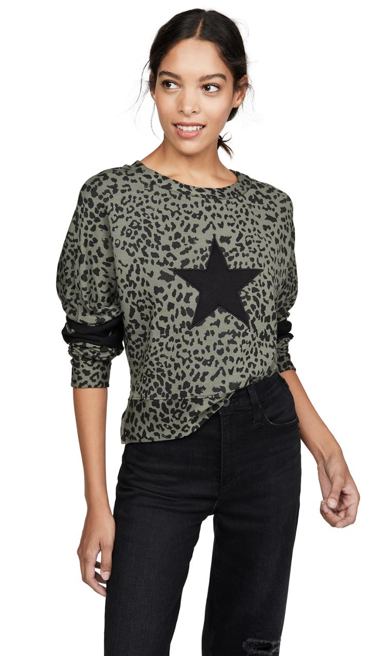 Chrldr Leopard Print Dropped Shoulder Sweatshirt