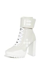 Off White Arrow Heeled Moto Wrap Boots