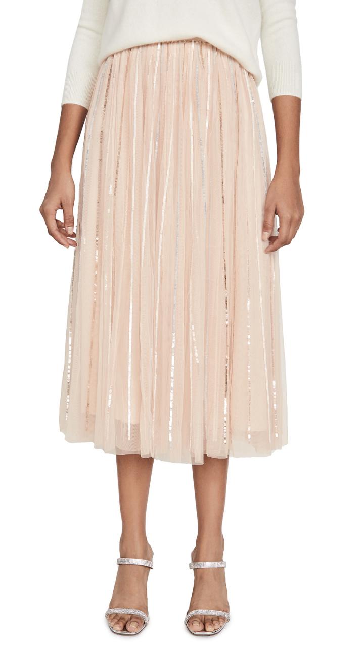 Needle Thread Shimmer Sequin Midi Skirt