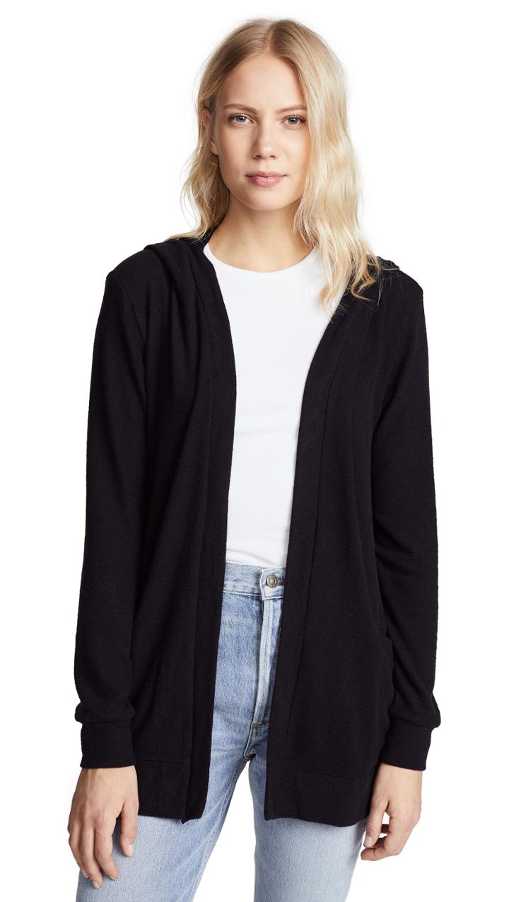 Chaser Long Sleeve Hooded Cardigan With Lace Back