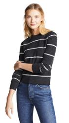 Vince Striped Overlay Pullover Sweater