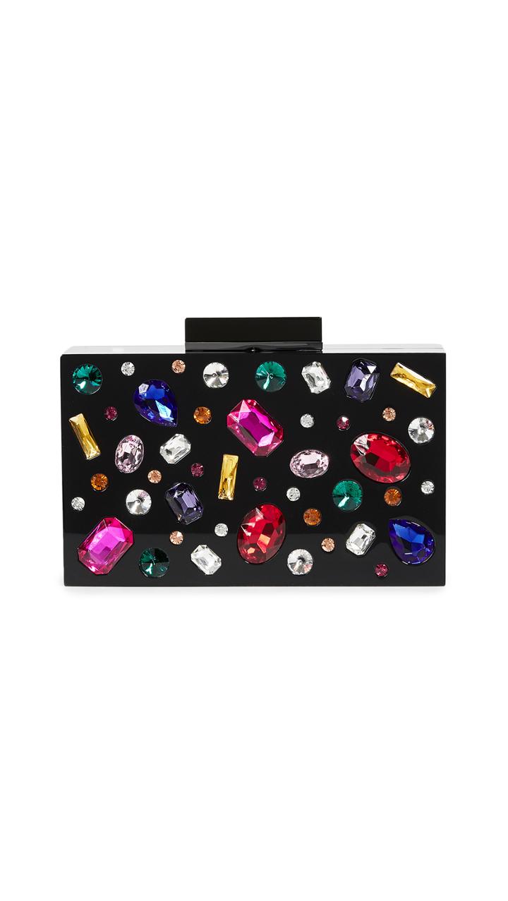 Alice Olivia Lucite Stones Chunky Clutch
