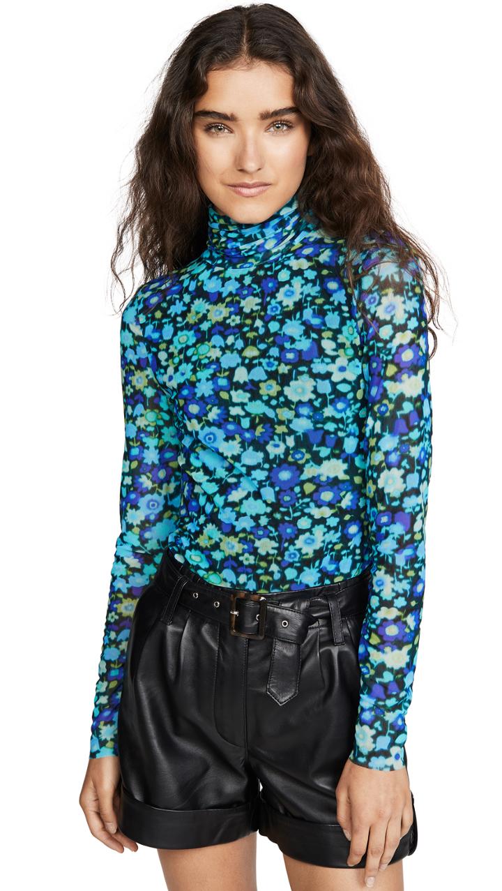 Ganni Printed Mesh Top
