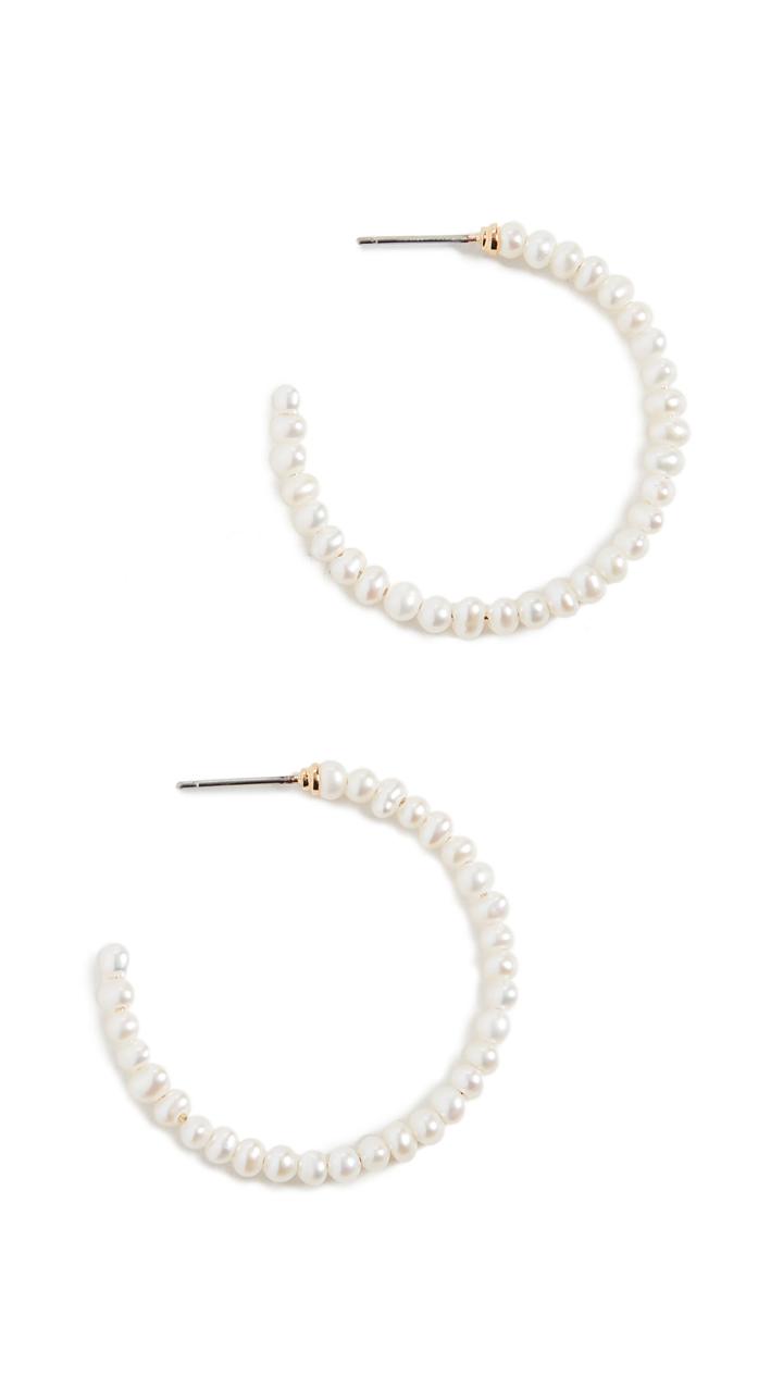 Lele Sadoughi Imitation Pearl Medium Hoops
