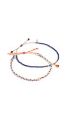 Chan Luu Blue Mix Seed Bead Pull Cord Bracelets