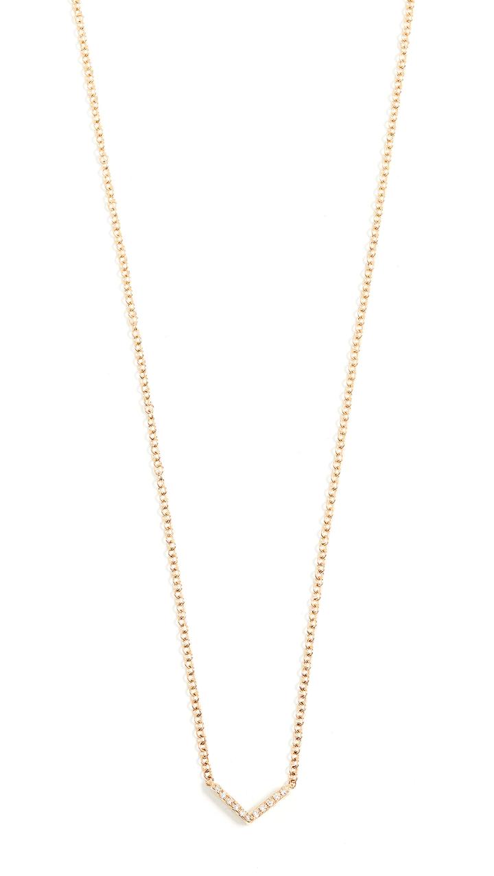 Ef Collection 14k Gold Diamond Mini Chevron Necklace