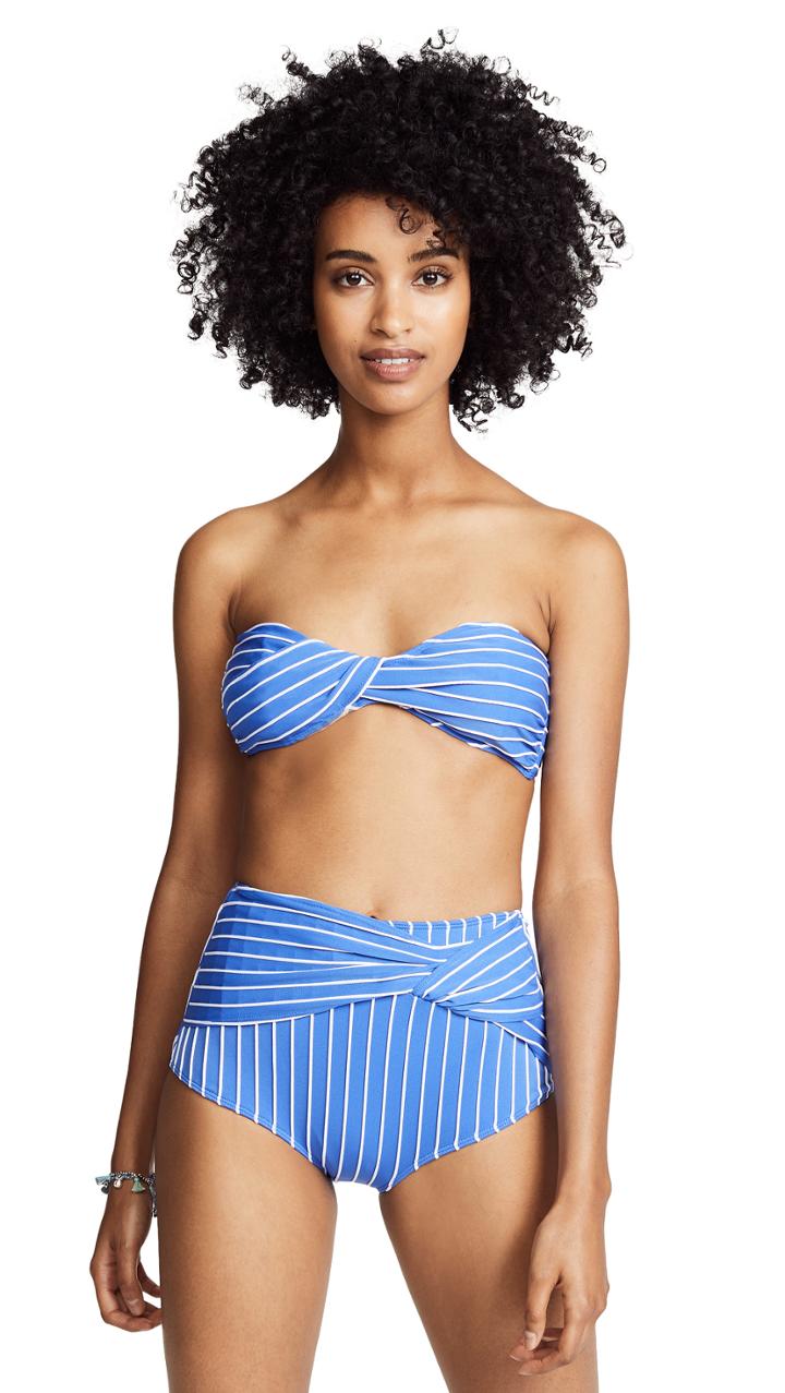 Jonathan Simkhai Striped Bandeau Twist Bikini Top
