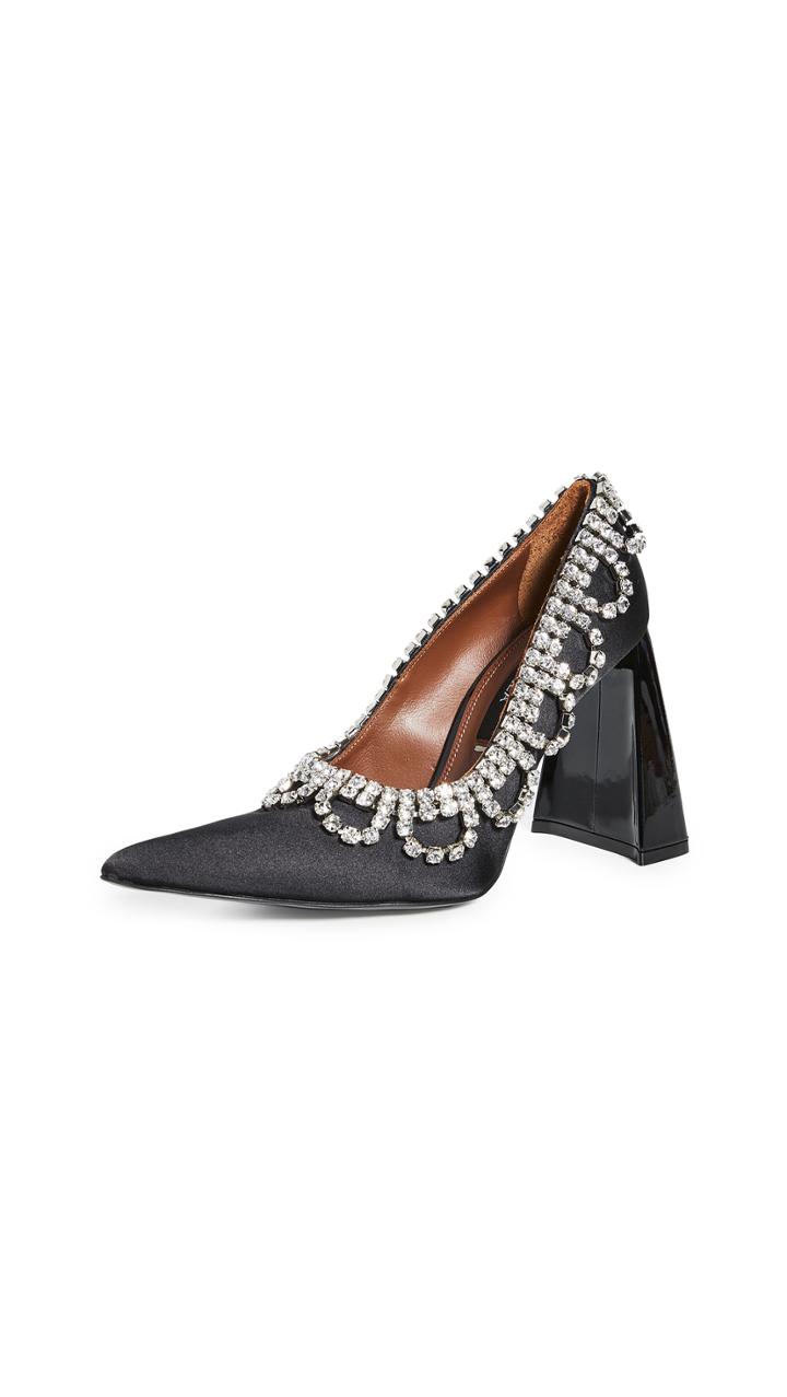Area Scalloped Crystal A Heel Pumps