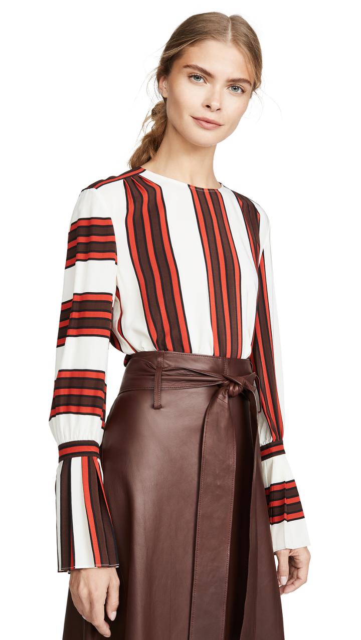 Tory Burch Printed Flare Sleeve Blouse