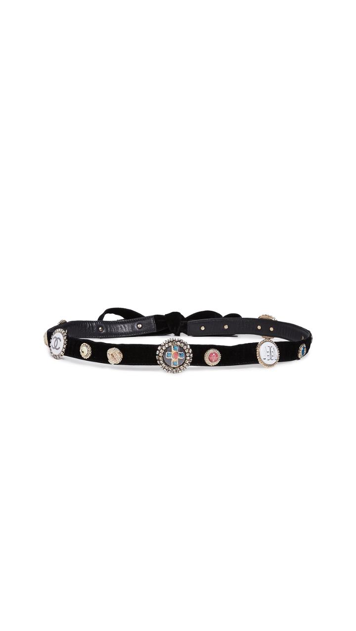 What Goes Around Comes Around Chanel Black Velvet Belt