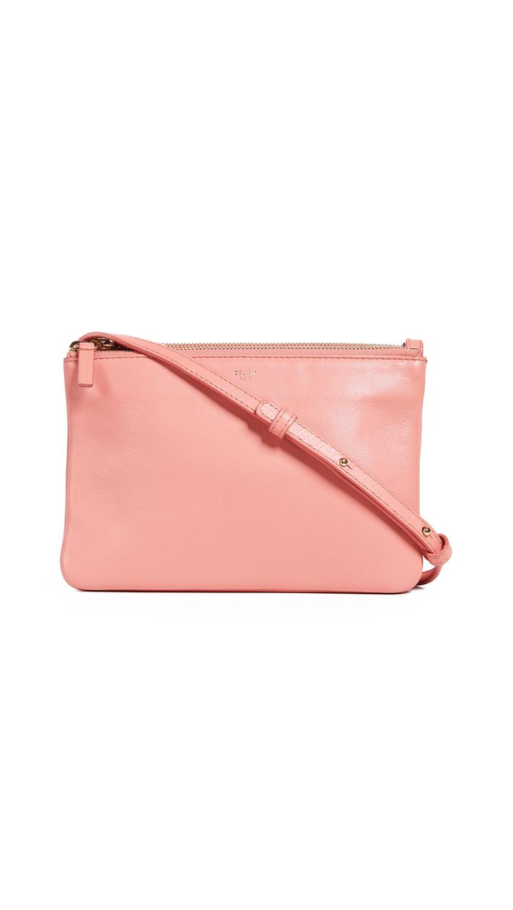 What Goes Around Comes Around Celine Pink Leather Trio Small Crossbody Bag