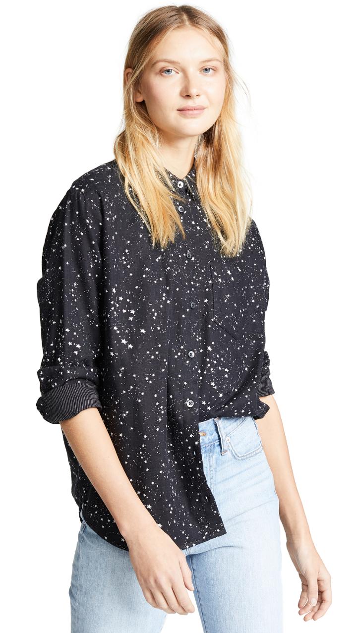 Madewell Star Print Oversized Ex Boyfriend Button Down