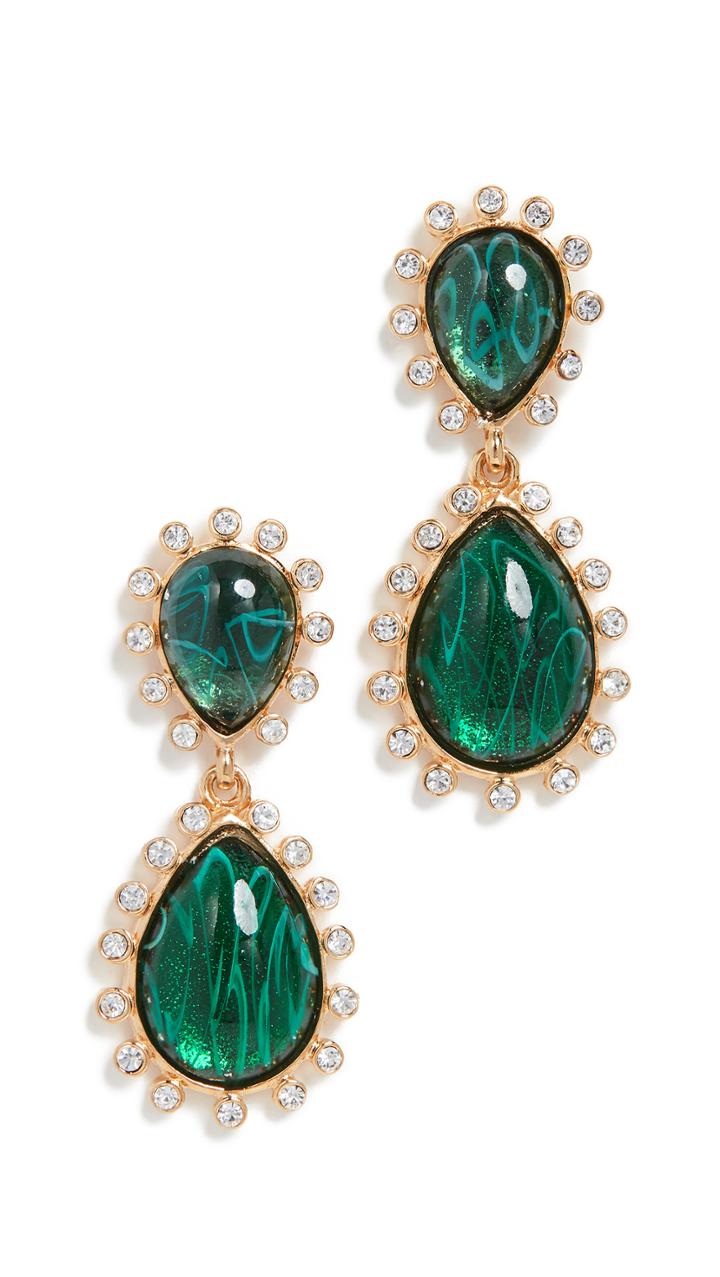 Kenneth Jay Lane Emerald Teardrop Earrings