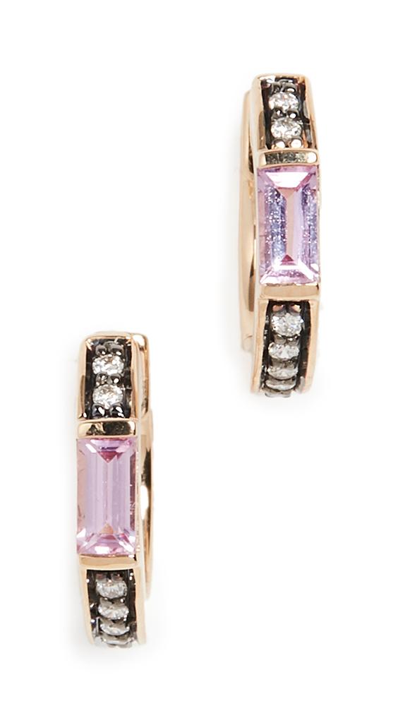 Sorellina 18k Gemstone Diamond Huggies