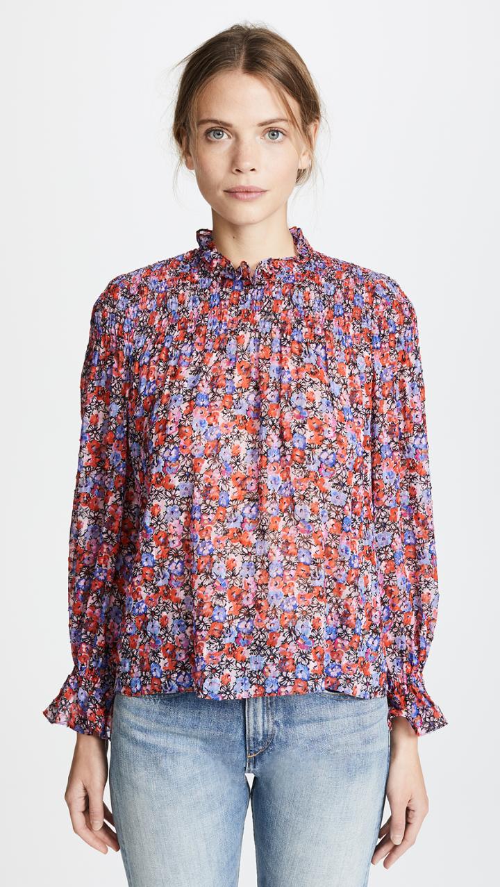 Rebecca Taylor Long Sleeve Cosmic Flower Top