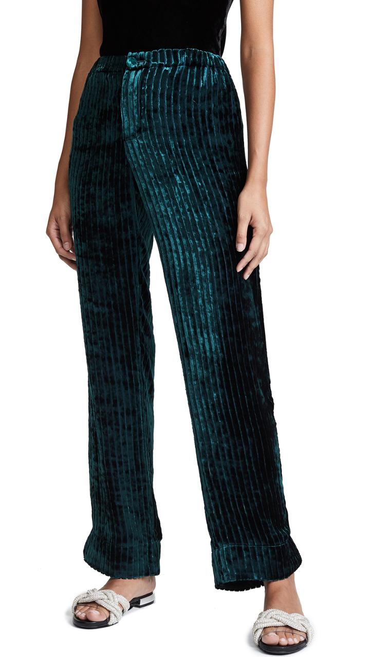 F R S For Restless Sleepers Velvet Stripe Wide Leg Pants