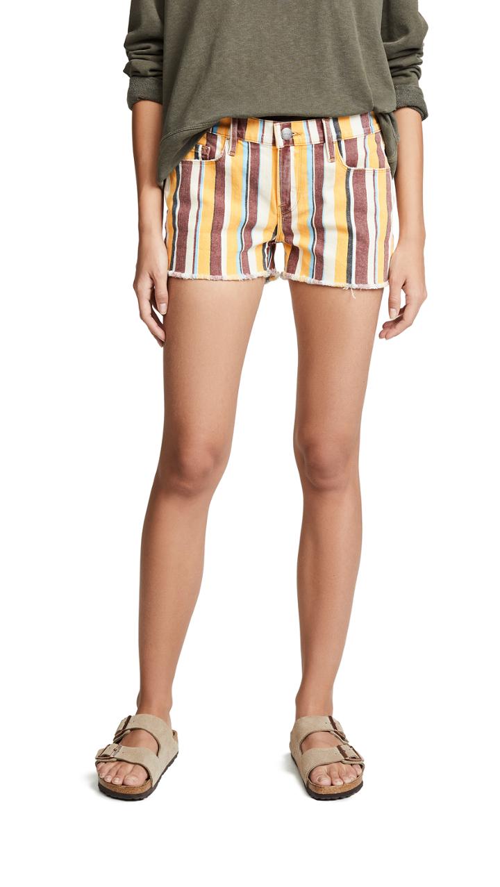 Frame Let Cutoff Painterly Stripe Shorts