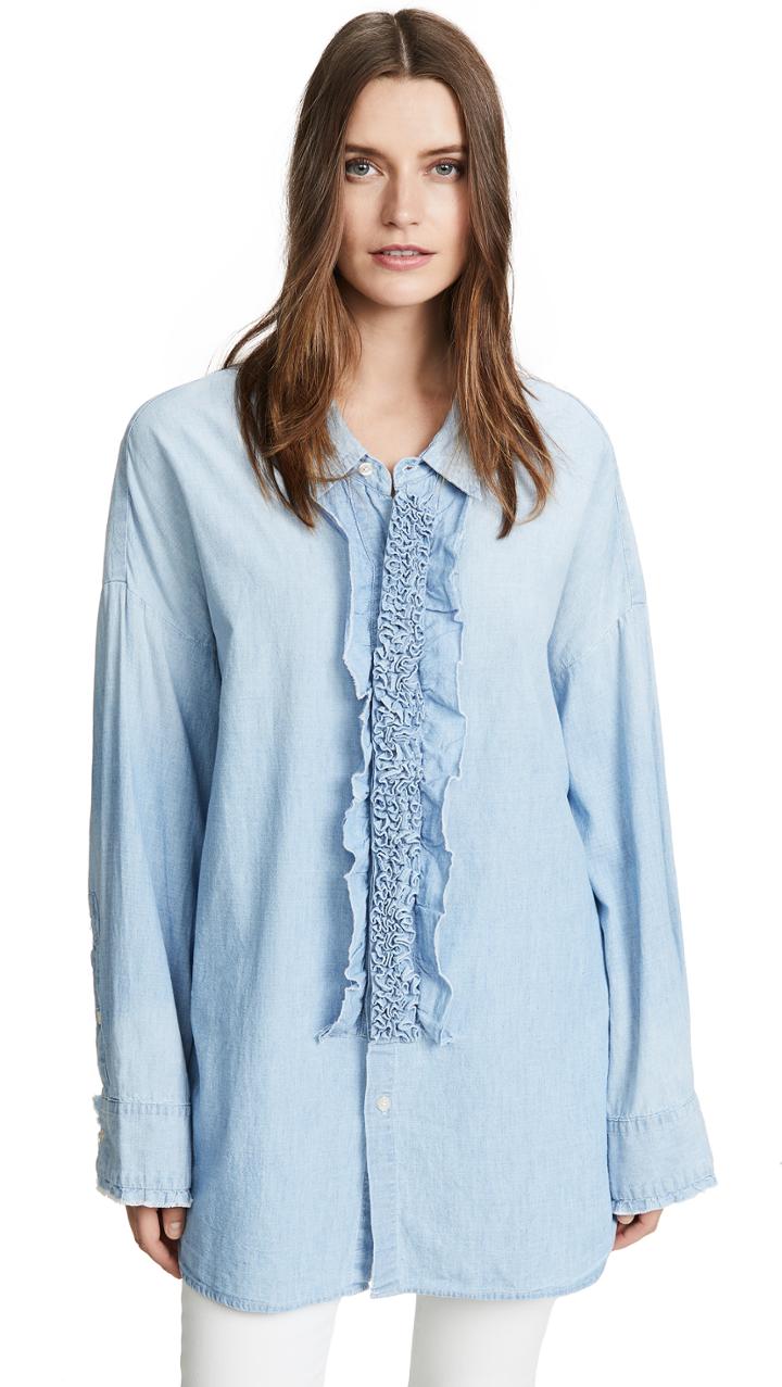 R13 Drop Neck Tuxedo Shirt