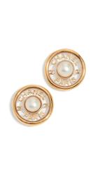 What Goes Around Comes Around Chanel Imitation Pearl Center Button Earrings