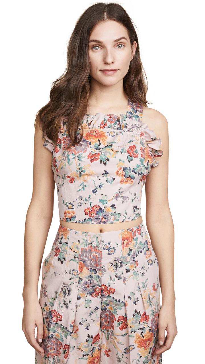 Rebecca Taylor Sleeveless Marlnena Ruffle Top