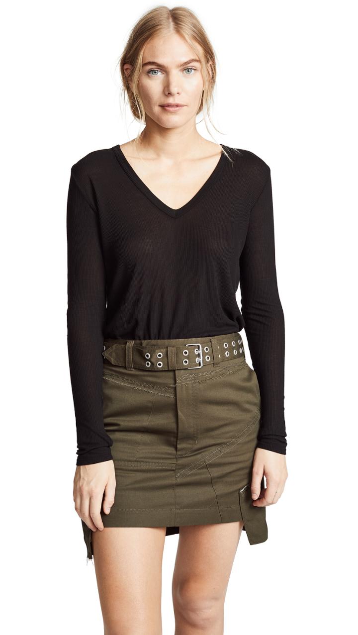Enza Costa Rib Loose L S V Top