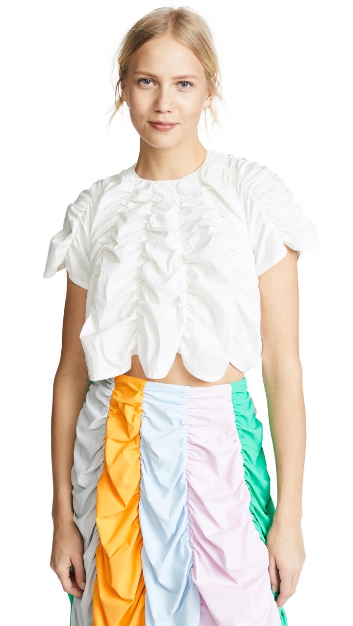 Paskal Short Sleeve Draped Crop Top