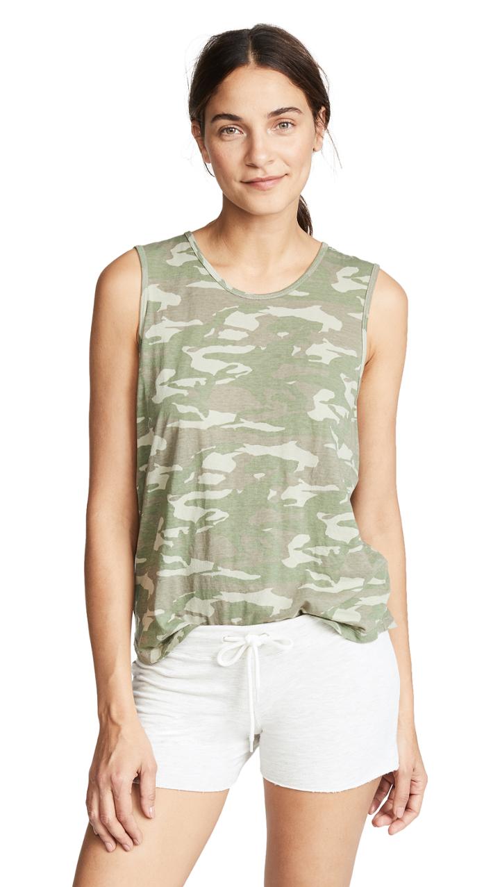 Monrow Tonal Camo Relaxed Tank Top