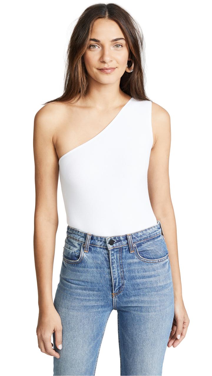 Atm Anthony Thomas Melillo Ribbed One Shoulder Bodysuit
