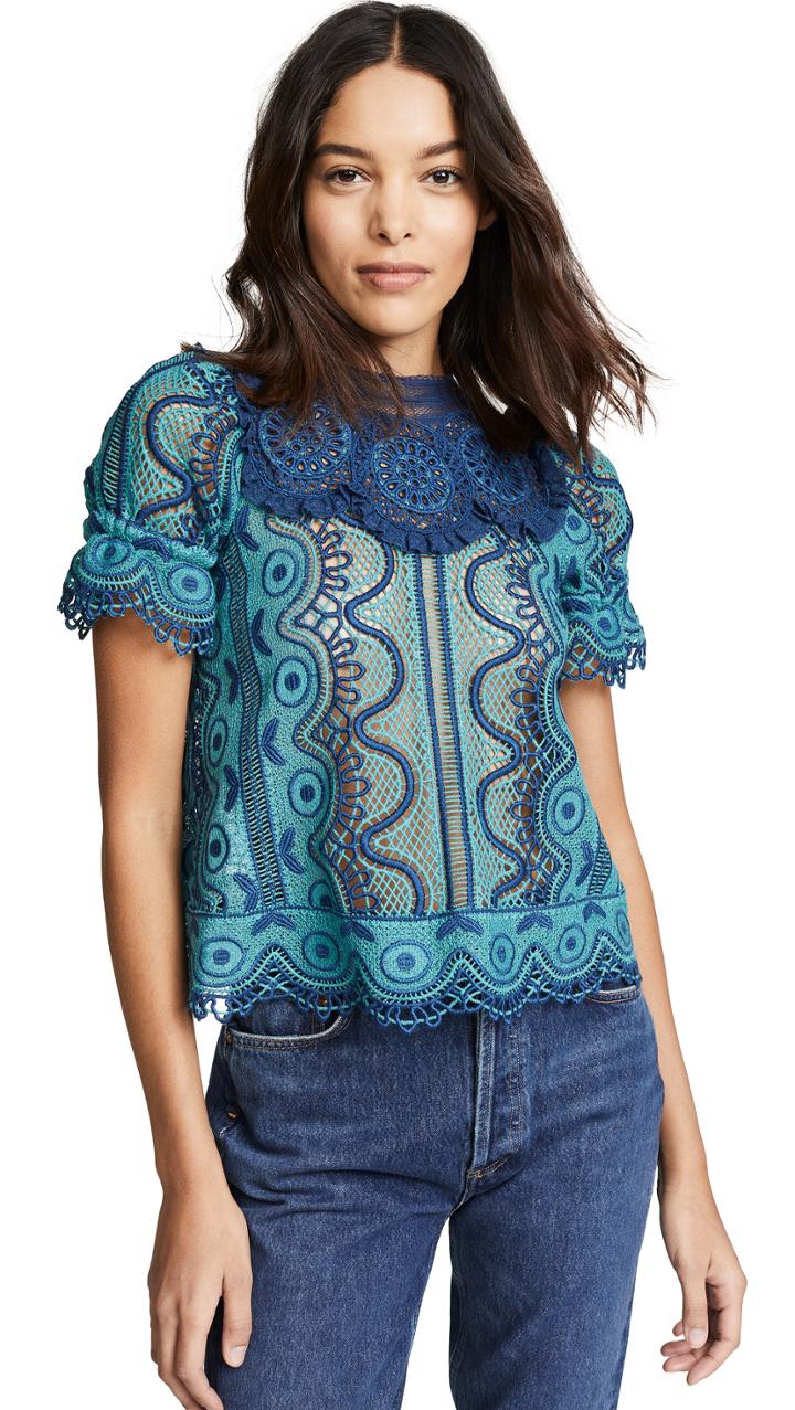 Sea Lola Lace Puff Sleeve Top