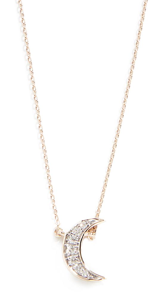 Adina Reyter 14k Tiny Pavé Crescent Necklace